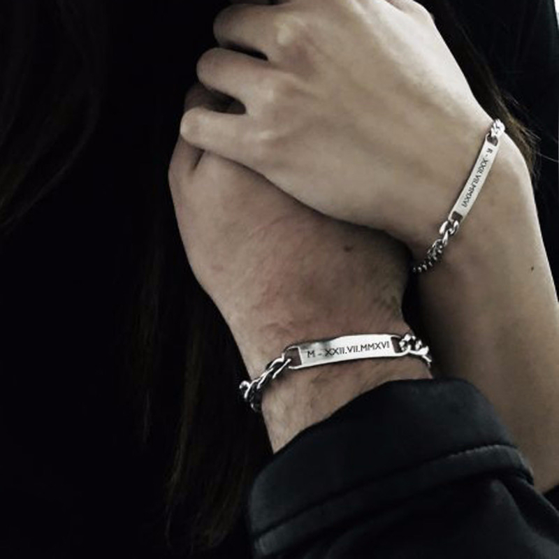 Men Accessories Chain And Bracelet - سوار شريط معرف اللوحة للرجال والنساء