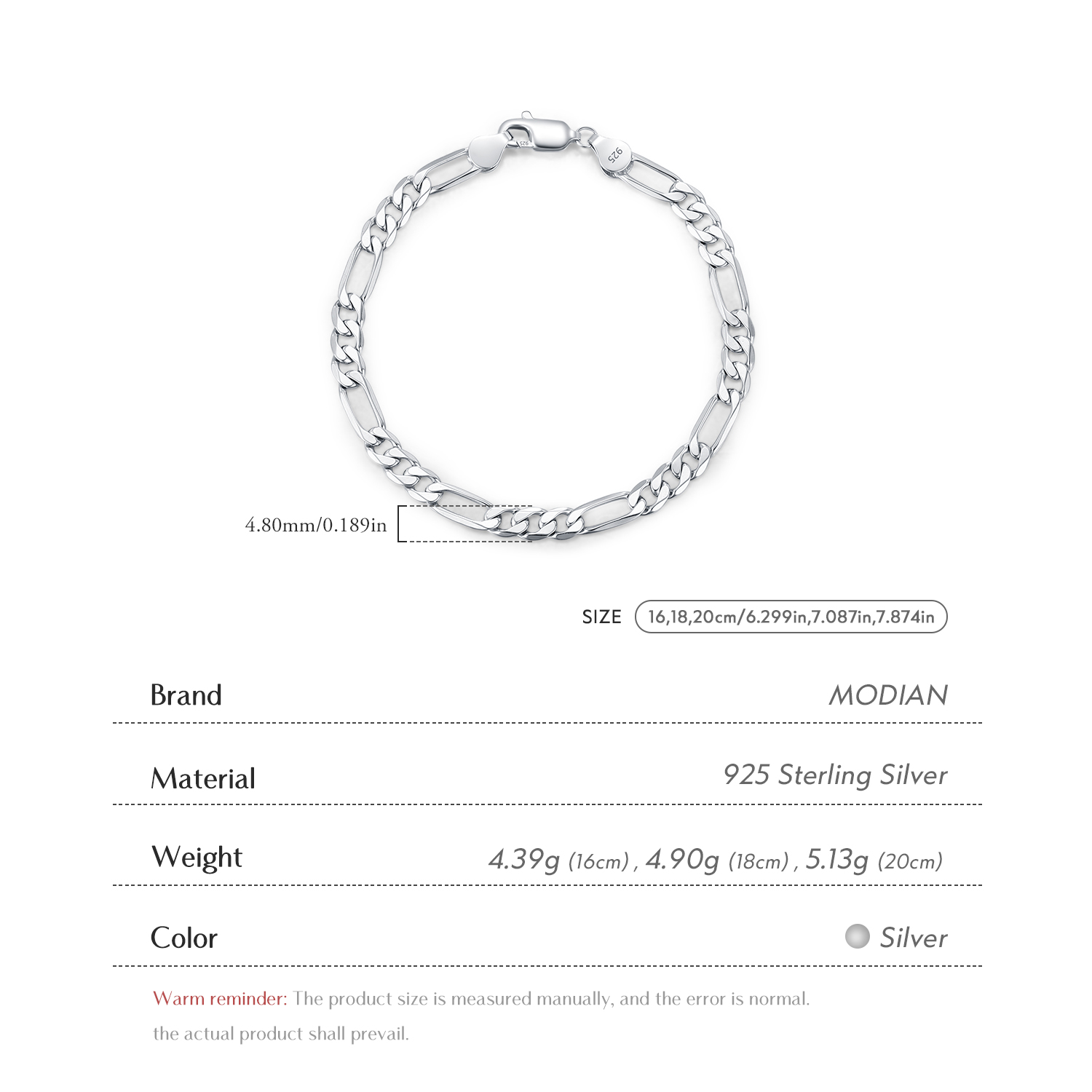 موديان 925 فضة 3 حجم كلاسيكي ف - مراجعة Men Accessories Chain And Bracelet وسعره